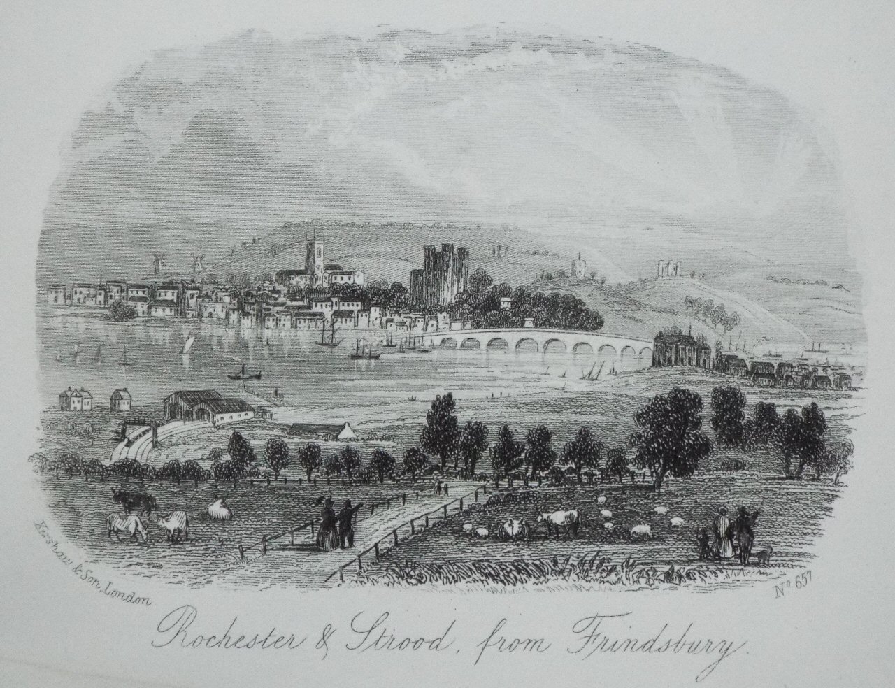 Steel Vignette - Rochester & Strood, from Frindsbury. - Kershaw